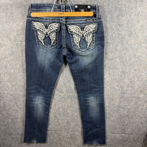 Miss Me Womens Ankle Straight Mid-Rise Distressed Raw Hem Jeans Size 27 - Picture 6 of 13